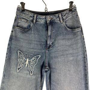 H&M Baggy Bootcut Leg Butterfly Pattern Youth Jeans Size 20
